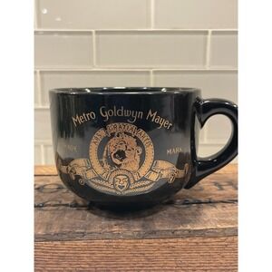 Metro Goldwyn Mayer MGM Lion Logo Oversized Coffee Mug Soup Bowl Black Gold